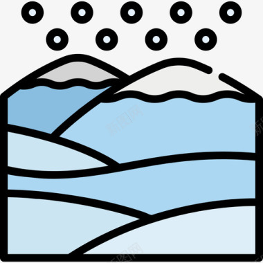连绵的山脉山脉冬季自然10线性颜色图标图标