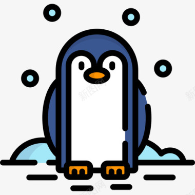 企鹅冬季23线性颜色图标图标