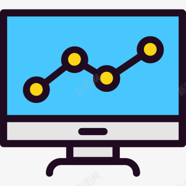 电脑小标志统计搜索引擎优化60线性颜色图标图标