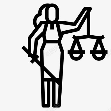 女士正义法律天平图标图标