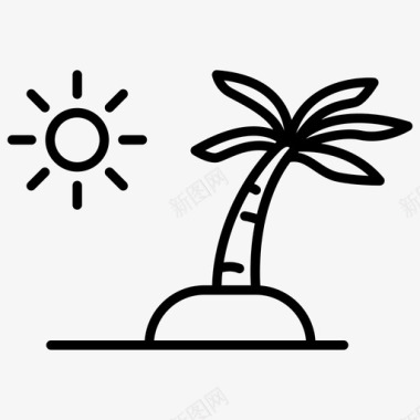 岛棕榈树阳光图标图标