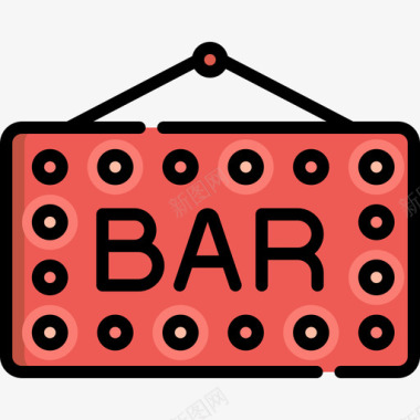 酒吧夜宴10线性颜色图标图标