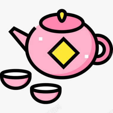线型茶壶瓷器18线型颜色图标图标