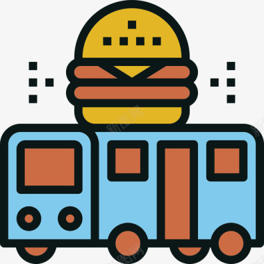 食品车旅游运输4线性颜色图标图标