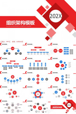 红色线条红色简约通用公司202X组织架构图