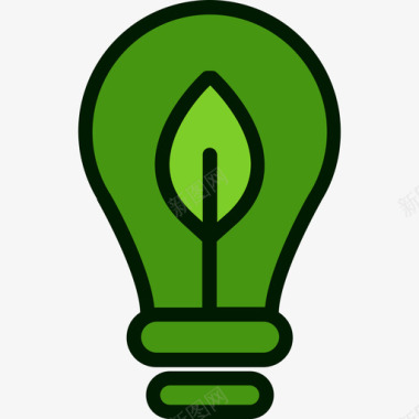 线性插画绿色能源绿色能源4线性颜色图标图标