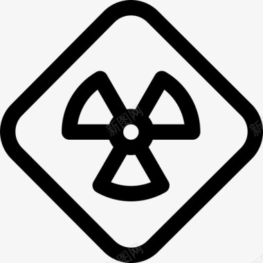 白色禁止辐射信号和禁止线性图标图标