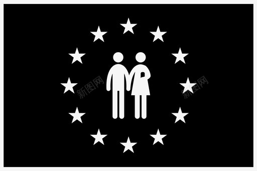 欧洲家庭儿童旗帜图标图标