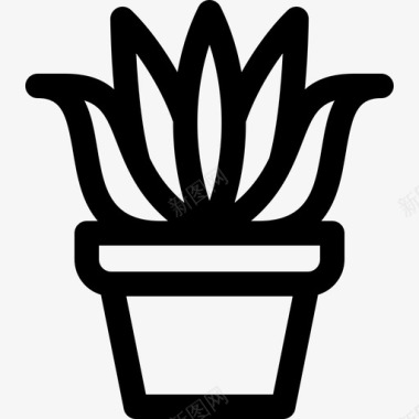 植物图标芦荟室内植物5种线形图标图标