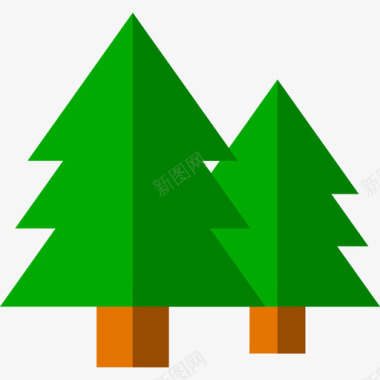 矢量森林树木树木野生动物5平坦图标图标