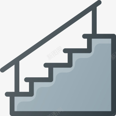 楼梯室内家具3线性颜色图标图标