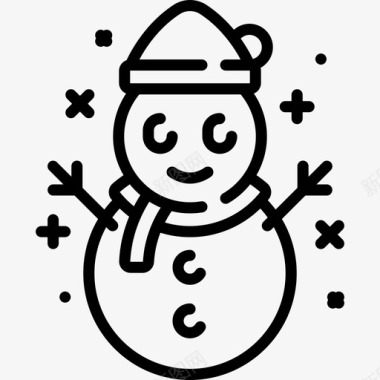 雪人动物与自然3直线图标图标