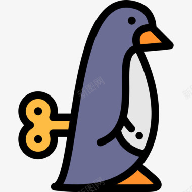 鸭子玩具企鹅圣诞玩具4线性颜色图标图标