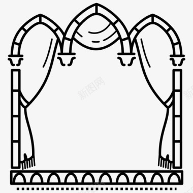 文字装饰框哥特式拱门立柱图标图标