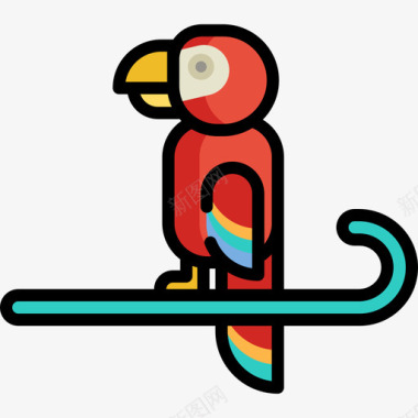 马戏团鹦鹉马戏团集市3线性颜色图标图标