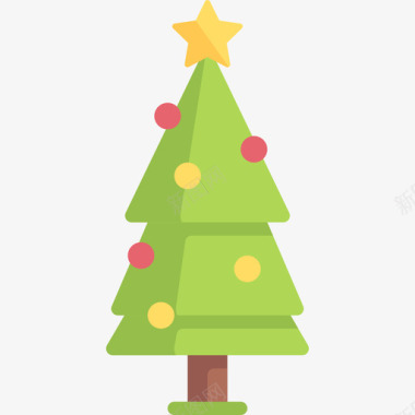 圣诞树动物与自然扁平图标图标