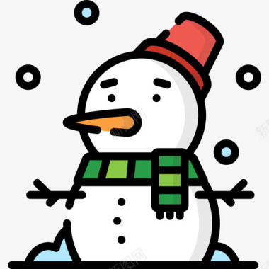 圣诞雪人雪人圣诞106线性颜色图标图标