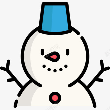 雪人圣诞化身5直线颜色图标图标