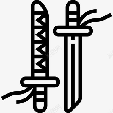 武士刀忍者2线性图标图标