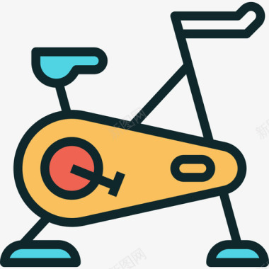 固定自行车健身健身线条色彩图标图标