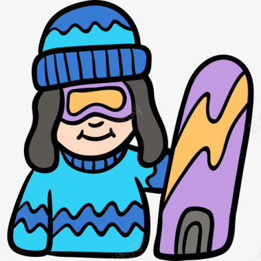 滑雪板冬季9彩色图标图标