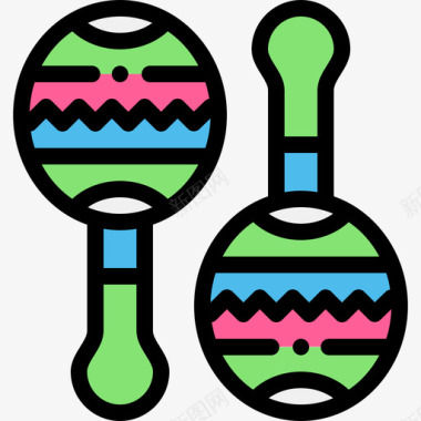 狂欢马拉卡斯巴西狂欢节8线性颜色图标图标