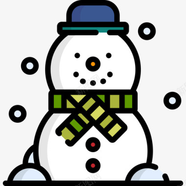 冬天的雪人雪人冬天23线性颜色图标图标