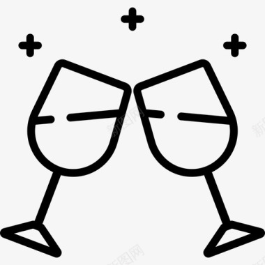 葡萄酒婚礼57直系图标图标