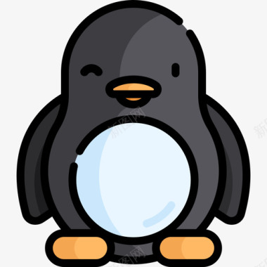 企鹅企鹅冬季7线性颜色图标图标