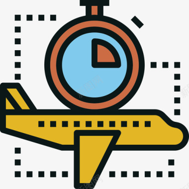 波浪线飞机旅游运输线颜色图标图标
