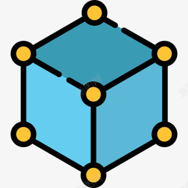 蓝白色线条立方体创意工艺40线条颜色图标图标