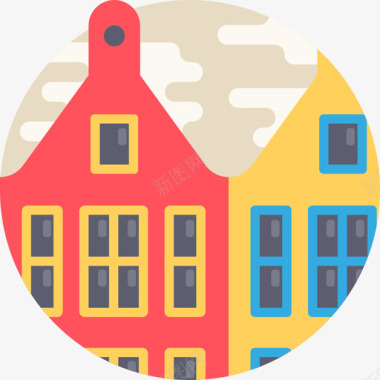 荷兰城市建筑元素平面图标图标