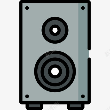 音箱摇滚音乐会线性颜色图标图标