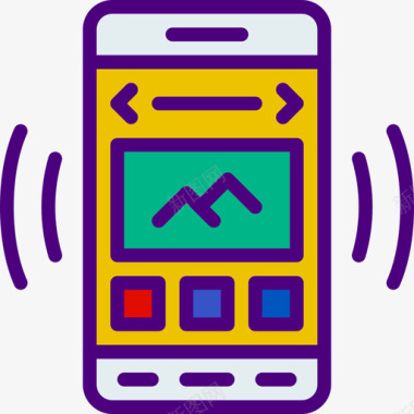 矢量标志智能手机用户界面mobile2线性颜色图标图标