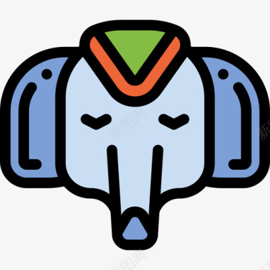 大象大象印度2线形颜色图标图标