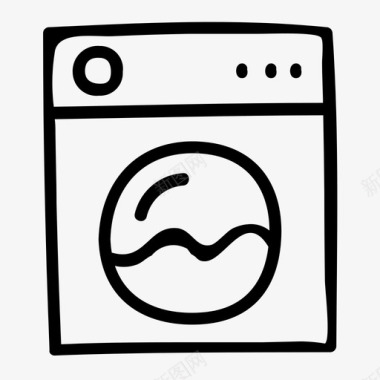 洗衣机手绘洗衣图标图标