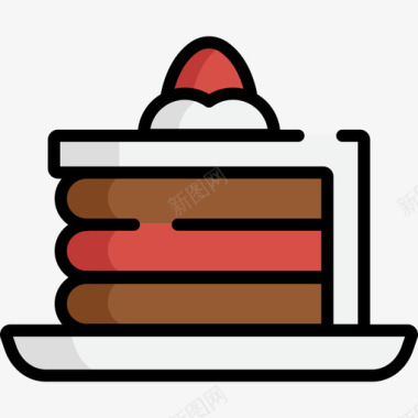 蛋糕片圣诞65线性颜色图标图标