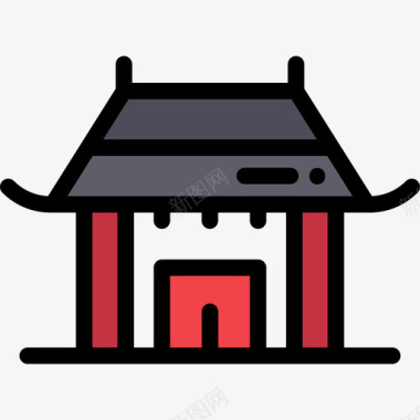 中国素材庙宇中国10线颜色图标图标