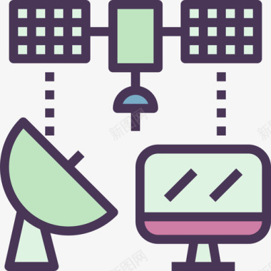 数字免扣图片卫星数字经济线性彩色图标图标