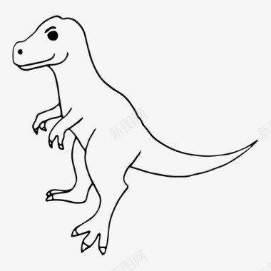 素描酒水霸王龙恐龙涂鸦图标图标