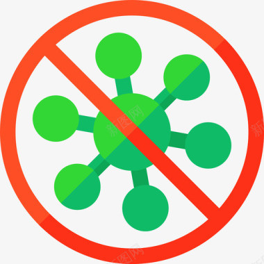 病毒细胞图片无病毒信号和禁令3平坦图标图标