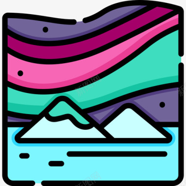 极光素材极光自然27线性颜色图标图标