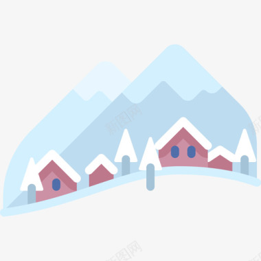 冬季图标山地冬季小镇5平坦图标图标