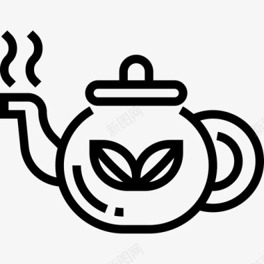 茶壶水疗元素3线状图标图标