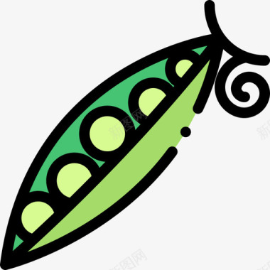 豌豆水果和蔬菜6线形颜色图标图标