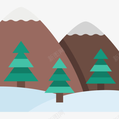 冬季标志景观冬季自然8平坦图标图标