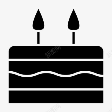 生日蛋糕甜固体图标图标