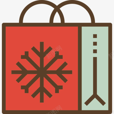 圣诞购物狂欢节购物袋圣诞88线性颜色图标图标