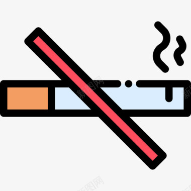 禁止吸烟剪影禁止吸烟医院2号直线颜色图标图标