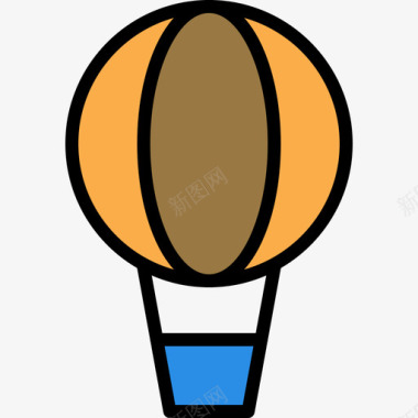 热气球户外活动9线颜色图标图标